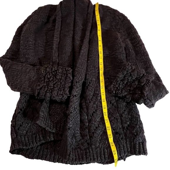 Calypso St Barth Wool & Silk Chunky Knit Blend Open Front Cardigan Sweater Black - Picture 9 of 12